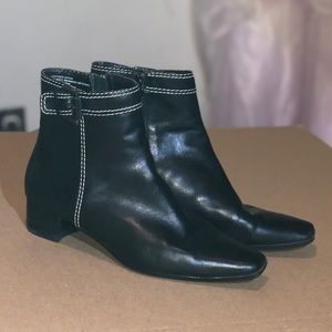 Etienne Aigner Black Leather Booties Ankle Boots